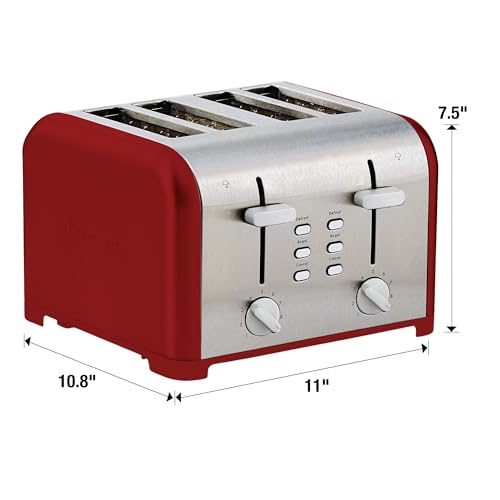 Kenmore كينمور 40604 محمصة 4 شريحة مع تحكم مزدوج باللون الأحمر - Image 4