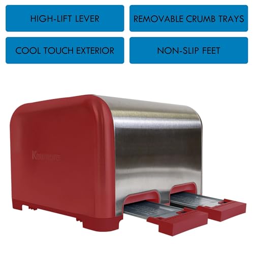 Kenmore كينمور 40604 محمصة 4 شريحة مع تحكم مزدوج باللون الأحمر - Image 3