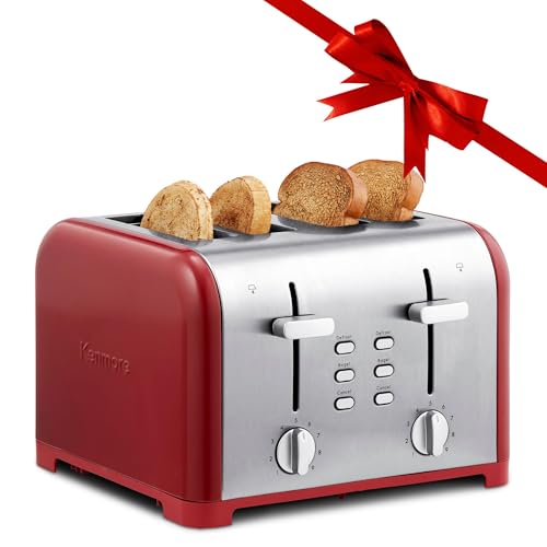 Kenmore كينمور 40604 محمصة 4 شريحة مع تحكم مزدوج باللون الأحمر - Image 1