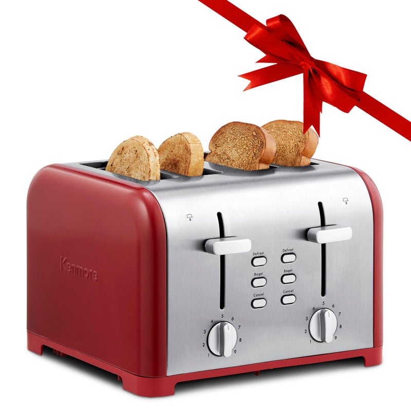 Kenmore كينمور 40604 محمصة 4 شريحة مع تحكم مزدوج باللون الأحمر - Image 5