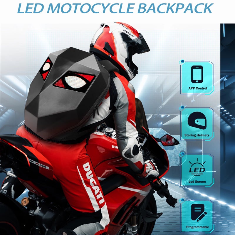 Generic Taysem LED Backpack LED Motorcycle Backpack - Waterproof Knight Backpack for Men Cool Backpacks, Motorcycle Helmet Backpack with Eyes that Blink (B)  - Image 2