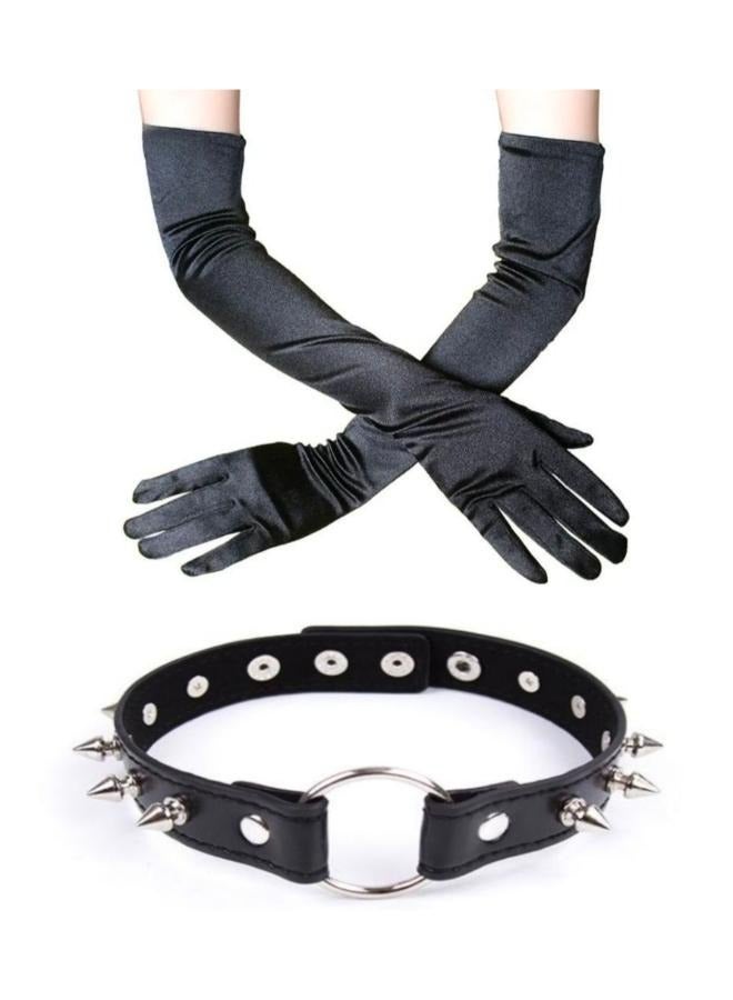 EasyLife Set of Collar Choker with Long Sleeve Gloves for Cosplay Costume Accessories - Image 1