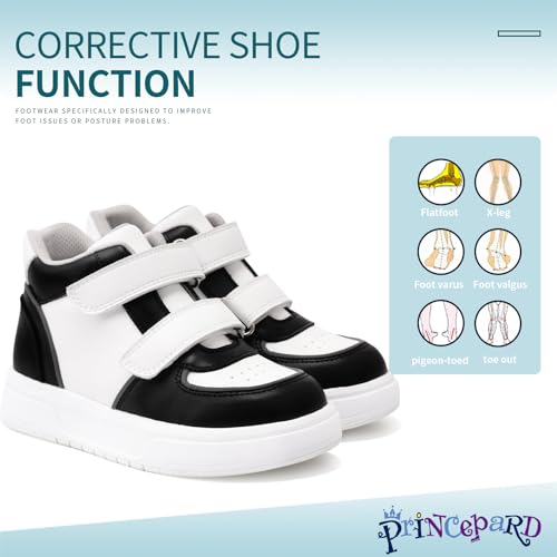 princepard Orthopedic Shoes for Kids and ToddlersFashion Thick Sole Sneakers with Ankle and Arch Support Black 13 Little Kid - Image 3