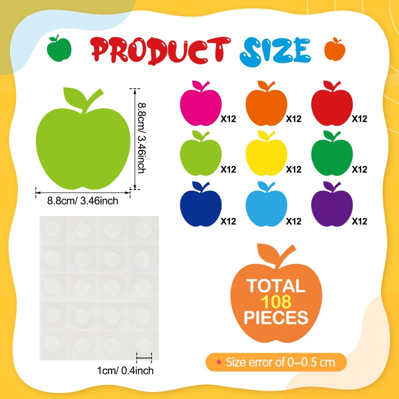 Geyee 108 Pcs Thanksgiving Paper Apple Cutouts Classroom Bulletin Board Cut Outs Assorted Fall Cutouts Apples Die Cuts for Teachers DIY Projects Craft School Party Decor(Colorful,3.5 Inch) - Image 2