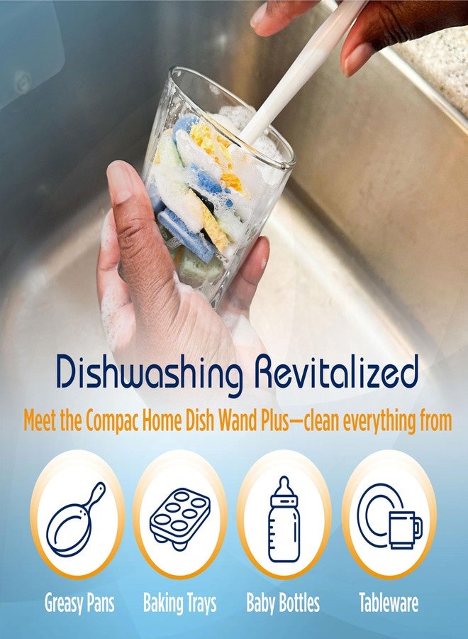 Compac Home Dish SpongeWand Plus Tri Surface Scrubbing Sponge with Cello Foam Scour Sponge Petals, Cleans Dishes, Glassware 360 Scrubber Pads for Tough to Clean Pots Pans, Multi-Color, (Pack of 6) - Image 3