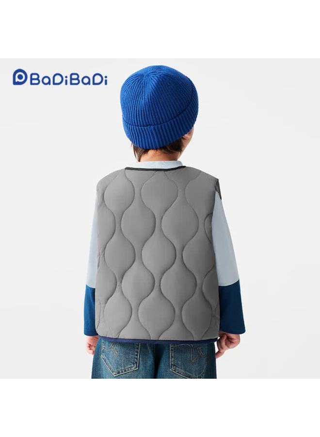 Badibadi Baby Toddler Quilted Vest Spring Autumn Thickened Wearable Gray Fire-breathing Dinosaur Size 130 - Image 1