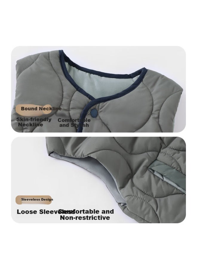 Badibadi Baby Toddler Quilted Vest Spring Autumn Thickened Wearable Gray Fire-breathing Dinosaur Size 130 - Image 3