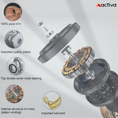 ACTIVA Apsara 1200mm Ceiling Fan, 390 RPM High Speed Air Delivery, BEE Approved One Star Rating, Aerodynamic Large Sweep Blade, 60 Watt Motor, 2 Years Warranty (Smoke Brown) - Image 3