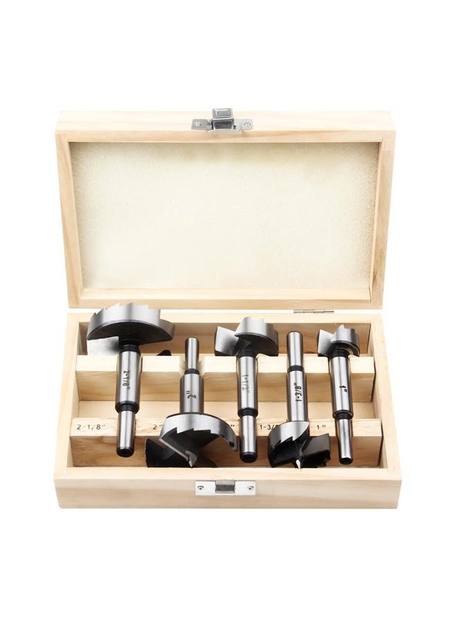 HPHOPE Forstner Bit Set 5Pcs - Forstner Bits for Wood, Wood Drilling with Round Shank, Drill Accessories, Size 1", 1-3/8", 1-1/2", 2", 2-1/8" with Storage Case - Image 1