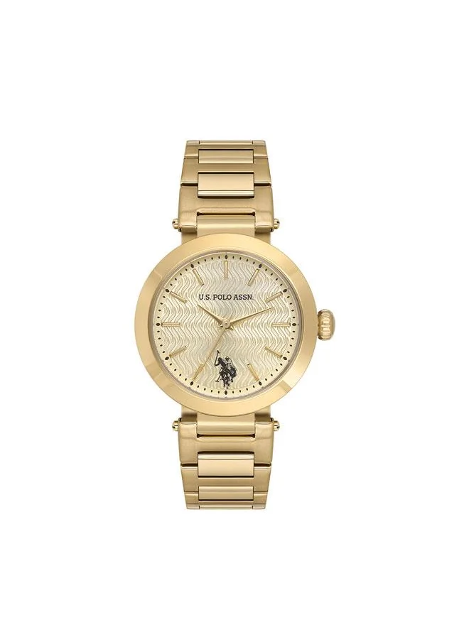 U.S. Polo Assn. Novelties 34mm Women's Watch with Gold Dial & Stainless Steel Bracelet