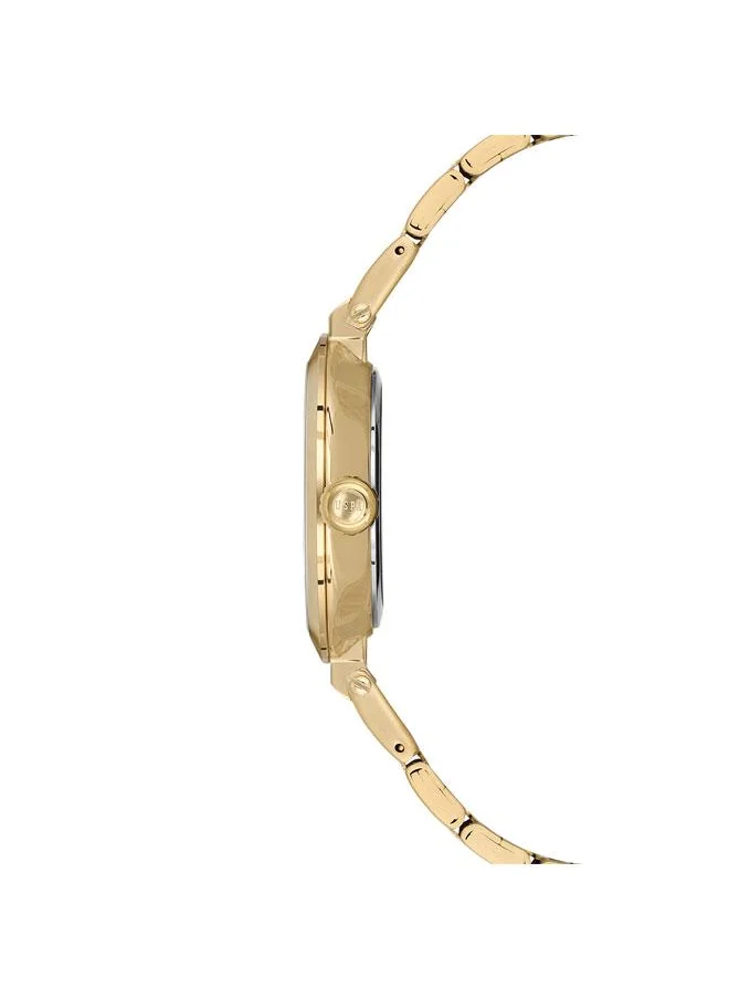 U.S. Polo Assn. Novelties 34mm Women's Watch with Gold Dial & Stainless Steel Bracelet