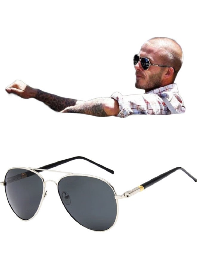 Boshide Sunglasses, Polarized Photochromic Sunglasses, Safety Driving Sunglasses, Silver Frame Photochromic Sunglasses - Image 1