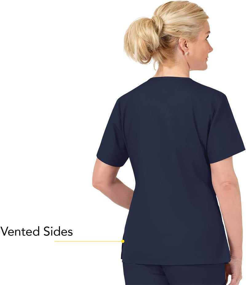 WINK WonderWink Women's Origins Bravo V-Neck Scrub Top in Navy - Size Large - Image 4