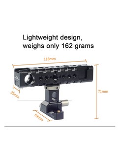 SYOSI Camera Cage Top Handle Grip Quick Release NATO Rail Top Handle with Cold Shoe Arri Locating Hole 15mm Rod Clamp NATO Safety Rail for Video Camera Cage Rig Camcorder Light Microphones  - Image 5
