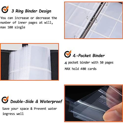 Anvoago Basketball Cards Binder 400 Pockets, Trading Cards Holder Card Collectors Album,Trading Card Binder 4 Pocket with 50 Removable Sleeves for Basketball Card and Sports Card - Image 5