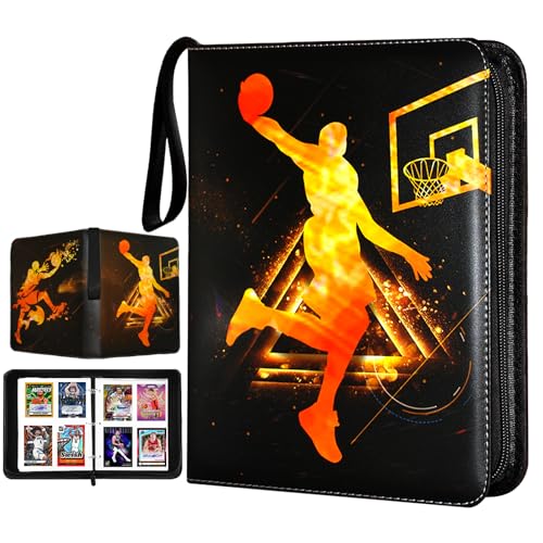 Anvoago Basketball Cards Binder 400 Pockets, Trading Cards Holder Card Collectors Album,Trading Card Binder 4 Pocket with 50 Removable Sleeves for Basketball Card and Sports Card - Image 1