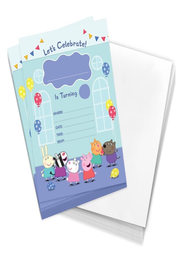 Desert Cactus Peppa Pig Happy Birthday Invitations Invites Cards 10 Count With Envelopes Boys Girls Kids Party (Style B) - Image 1