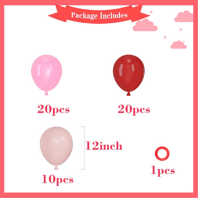 YMSZ Red and Pink Balloons, 50pcs 12 inch Red and Pink Balloons for Valentines Theme Party Supplies Wedding Birthday Party Decorations - Image 2