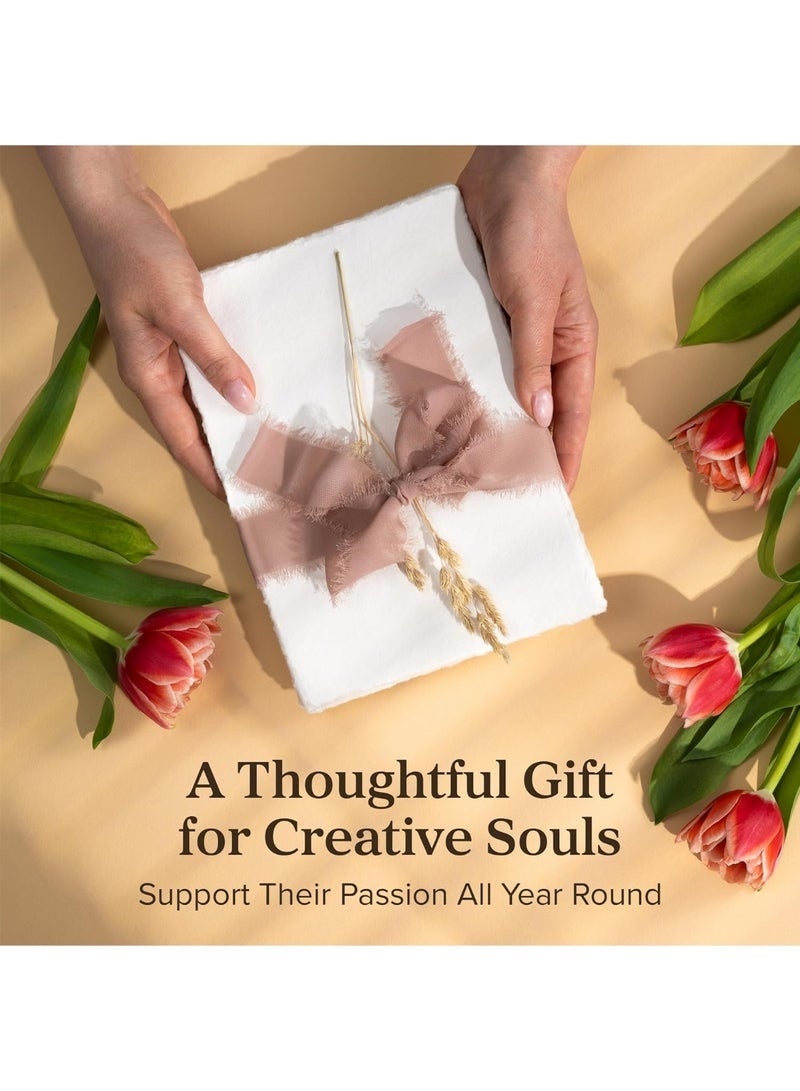 ورق A4 أبيض فارغ مصنوع يدويًا بحافة منقوش - عبوة من 50 ورقة قطنية بألوان مائية/وسائط مختلطة - لوحات، رسومات، رسائل، قرطاسية - سمك 150 جرام لكل متر مربع - مقاس كبير 8.25 × 11.7 بوصة - Image 4