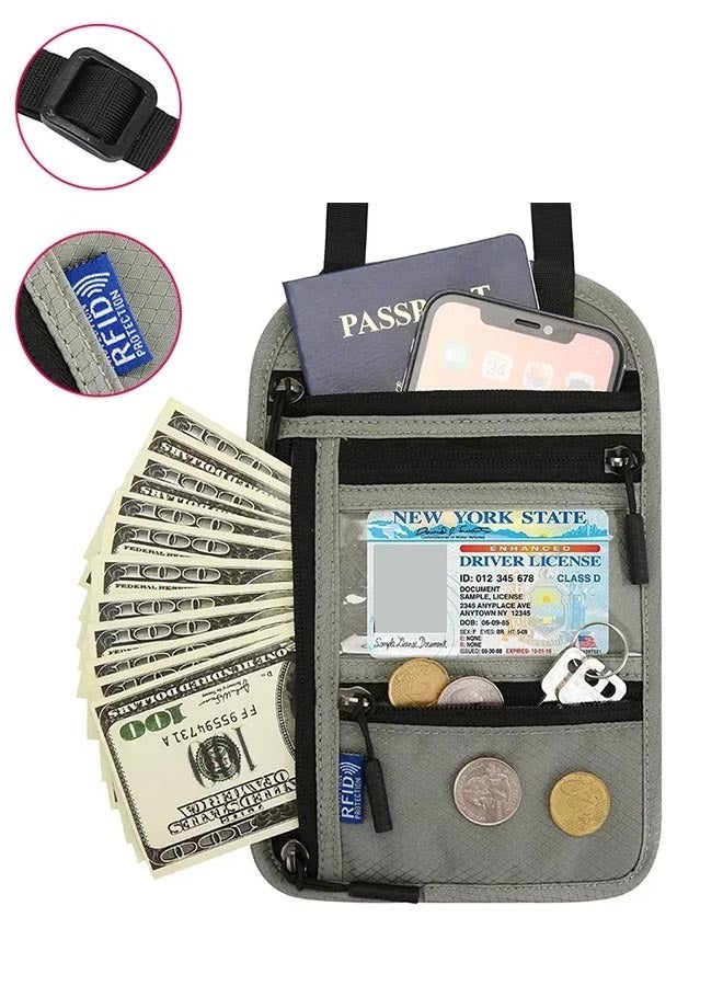 Rfid Travel Passport Wallet With Zipper Waterproof Multi-Pockets Shoulder Sling Bag Document Passport Credit Case Anti-Theft Hiking Backpack Travel Accessories Compatible With Mobile Passport Cash Airline Tickets  - Image 1
