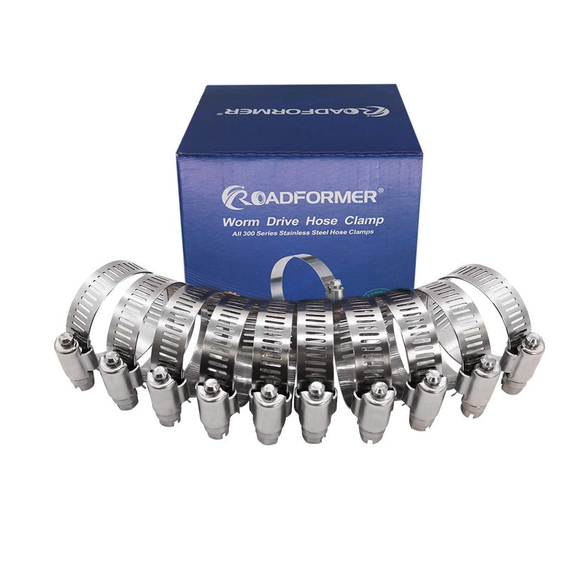 ROADFORMER 2.5" Worm Gear Hose Clamp - SAE 40 Size, Full Stainless Steel with 1/2" Band Width, Working Range 52mm - 76mm Hose Clamps, 10 Pack - Image 2