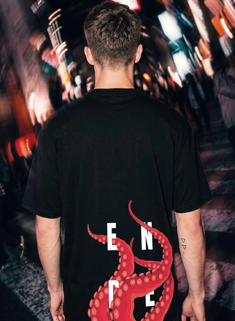Dennis Lingo Men Black 100% Cotton Printed Regular Fit T-Shirt