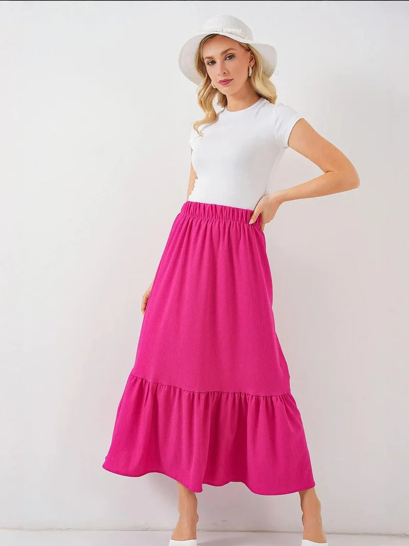 Big Dart  BDART Textured Maxi Knit Skirt with Elastic Waist for Women | Best Price UAE