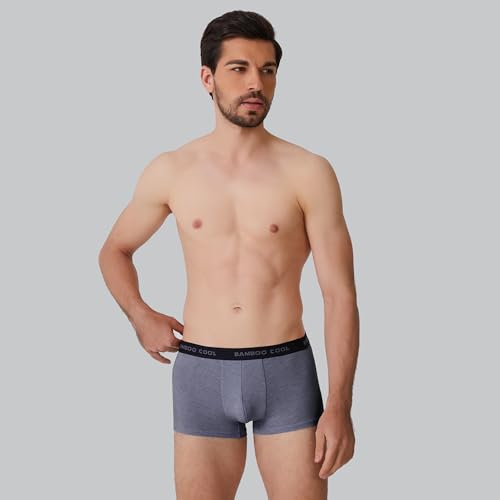 BAMBOO COOL سروال داخلي رجالي من BAMBOO COOL، تنفس فائق، لا يرتفع، بوكسر بريف مع حزام مرن مريح، عبوة متعددة - Image 2