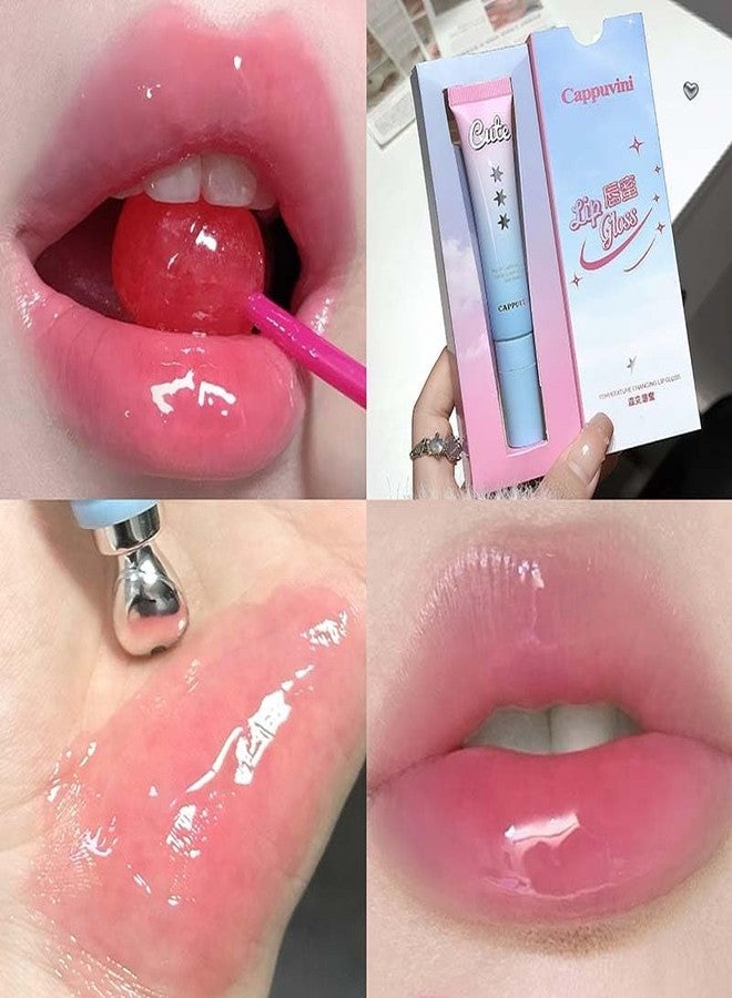 Cappuvini Warm Lip Balm | Temperature-Reactive Color Changing Lip Gloss | Glossy Finish Lightweight Formula | Adorable Shades Grape Glass Peach Leng Cha | Velvet Smooth Lips Care & Protection | Cute Balm Tint Multi-Use For Blush | Non-Sticky Jelly Texture For Women & Girl (02# Peach Leng Cha, 13g) - Image 5