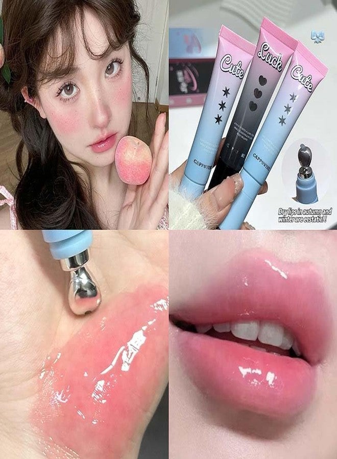 Cappuvini Warm Lip Balm | Temperature-Reactive Color Changing Lip Gloss | Glossy Finish Lightweight Formula | Adorable Shades Grape Glass Peach Leng Cha | Velvet Smooth Lips Care & Protection | Cute Balm Tint Multi-Use For Blush | Non-Sticky Jelly Texture For Women & Girl (02# Peach Leng Cha, 13g) - Image 3