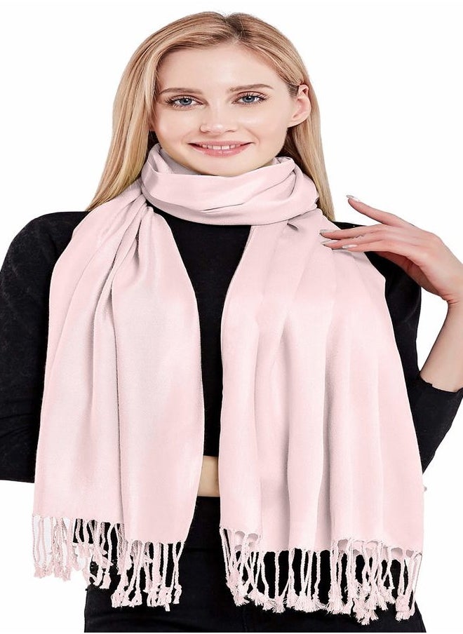 CJ Apparel Light Pink Baby Pink Solid Color Tassels Design Nepalese Shawl Scarf Wrap Stole Throw Head Wrap Pashmina NEW  - Image 4