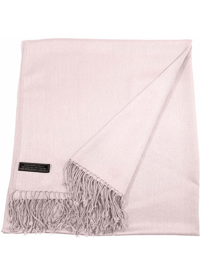 CJ Apparel Light Pink Baby Pink Solid Color Tassels Design Nepalese Shawl Scarf Wrap Stole Throw Head Wrap Pashmina NEW  - Image 3