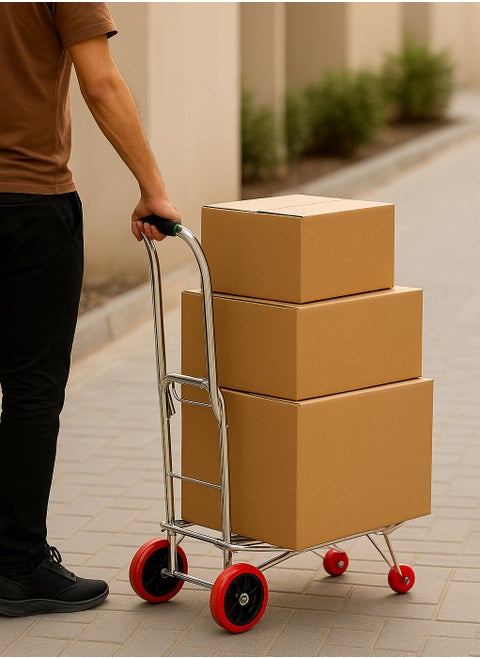 Multi-purpose loading trolley with folding wheels
