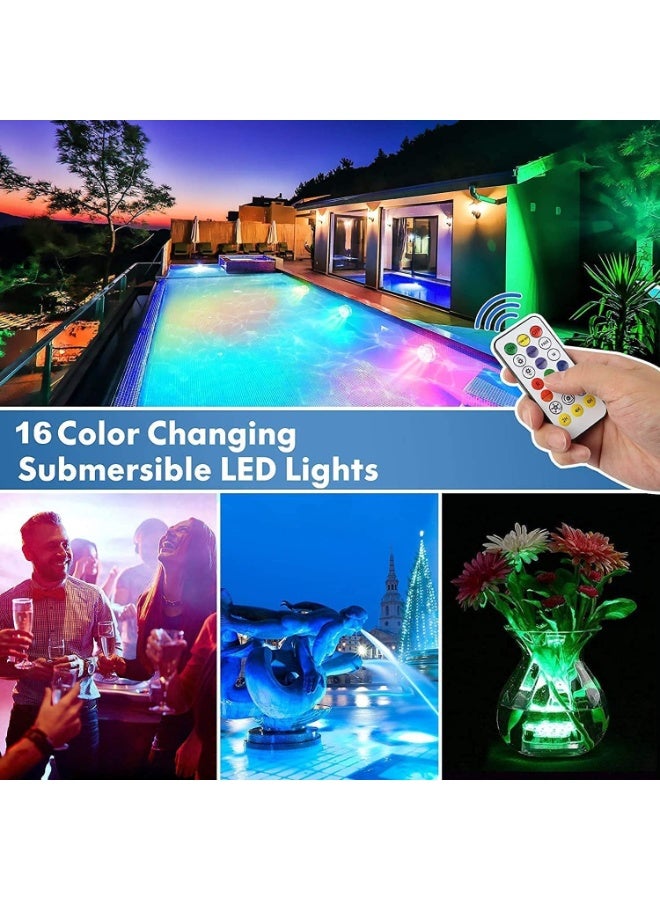 Furtey Pool Lights Underwater for Above Ground Pools, Floating Waterproof Magnetic Submersible LED Pool Lights with Remote, Color-Changing Swimming Pool Lights for Inground Pools and Ponds at Night, 2PCS - Image 3