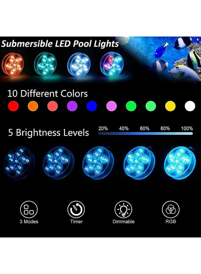 Furtey Pool Lights Underwater for Above Ground Pools, Floating Waterproof Magnetic Submersible LED Pool Lights with Remote, Color-Changing Swimming Pool Lights for Inground Pools and Ponds at Night, 2PCS - Image 4