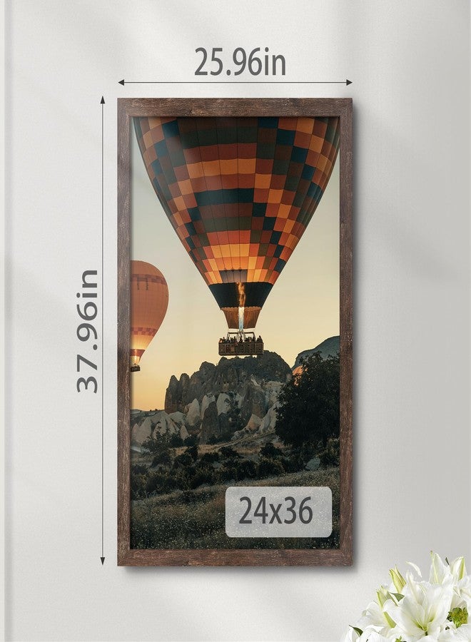 Fisnish 24x36 Poster Frame Rustic Brown, Poster Frames 24 x 36 inches or 24x36 Picture Frames with HD Plexiglass Durable and Scratch-proof for Horizontal or Vertical Wall Mounting, 1 Pack - Image 3