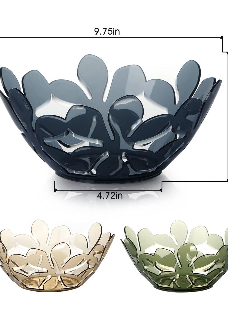 Excefore Rustless Fruit Bowl, Petal-shaped fruit basket for kitchen, Sturdy plastic decorative bowl for home decor, kitchen countertop. Color: Green.  - Image 2
