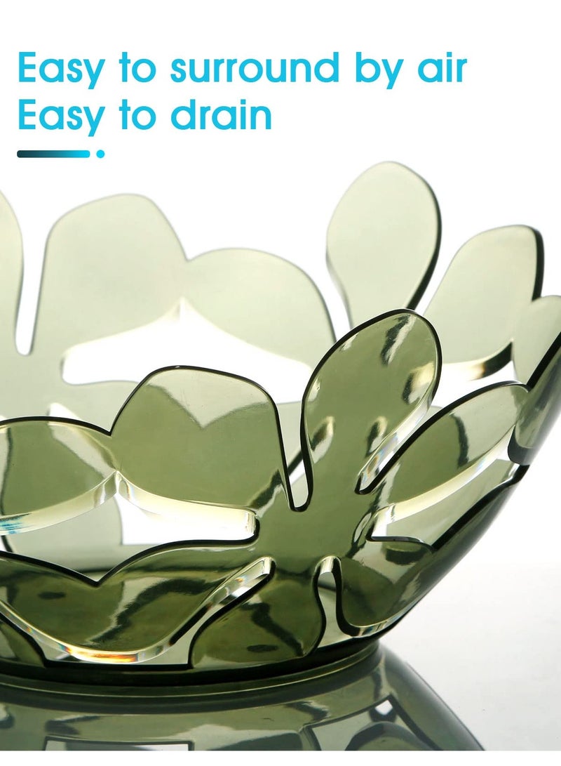 Excefore Rustless Fruit Bowl, Petal-shaped fruit basket for kitchen, Sturdy plastic decorative bowl for home decor, kitchen countertop. Color: Green.  - Image 5