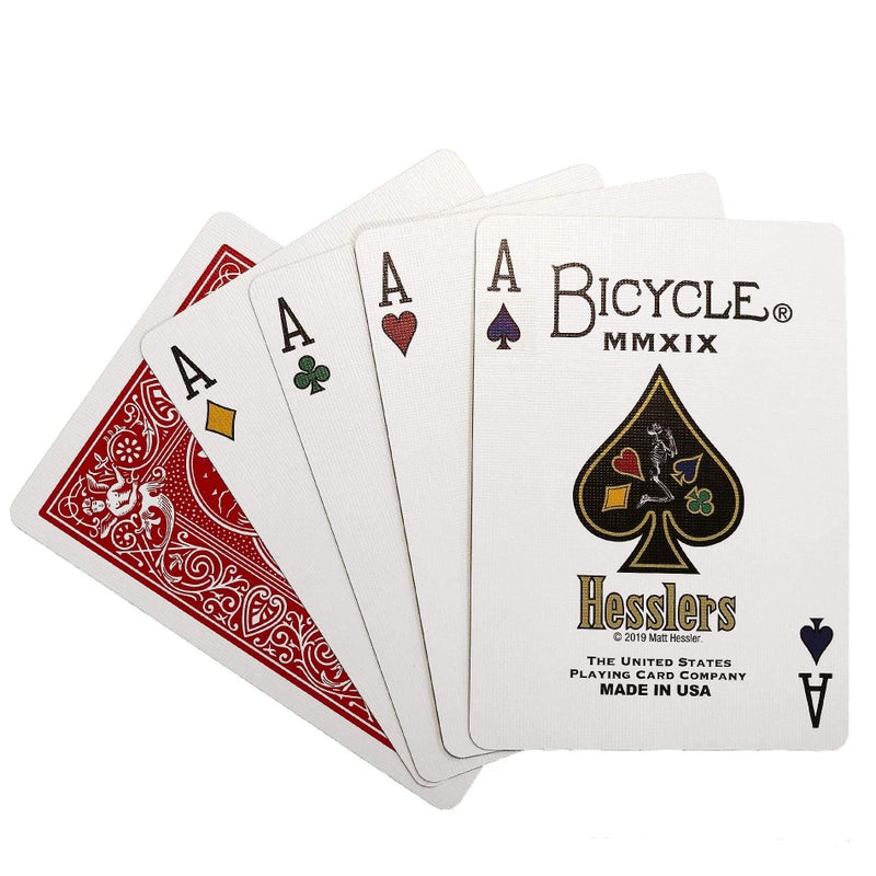 Bicycle Hesslers (Blue) Rider Back Playing Cards, Unique Four-Color Suites (Includes Poker Hand Reference Cards) - Image 1