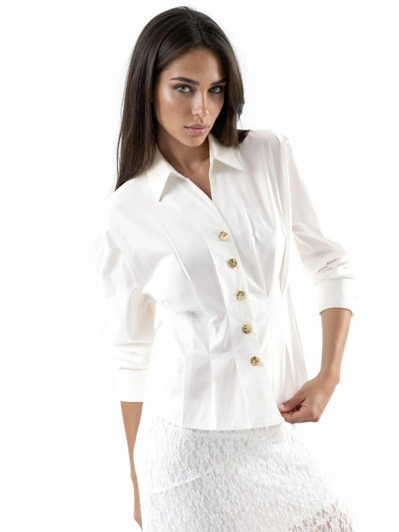 Qustyle QU STYLE Fitted Long Sleeve Shirt with Button Details - Image 1