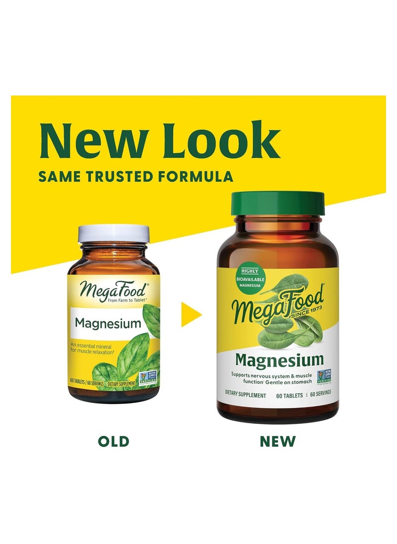 MegaFood - MegaFood Magnesium - An essential mineral for muscle relaxation 90 Tablets-90 Servings Dietary Supplement - Image 1