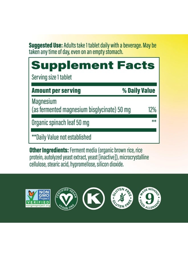MegaFood Magnesium Glycinate, Heart & Nervous System Support, 90 Tablets,Fermented Magnesium Glycinate, Gentle on the Stomach, Highly Bioavailable, Chelated Formula, Vegan, Non-GMO, 90 Servings - Image 2