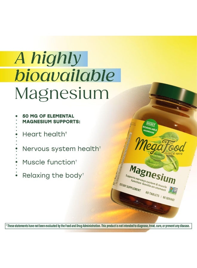 MegaFood Magnesium Glycinate, Heart & Nervous System Support, 90 Tablets,Fermented Magnesium Glycinate, Gentle on the Stomach, Highly Bioavailable, Chelated Formula, Vegan, Non-GMO, 90 Servings - Image 3
