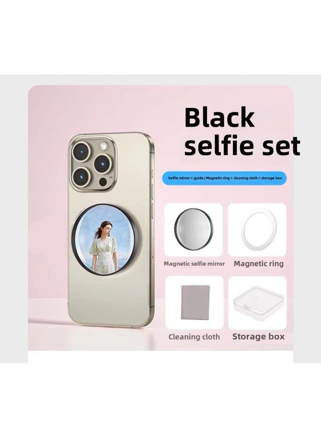MagSafe Magnetic Selfie Mirror Mobile Phone Rear Camera Photo-taking Auxiliary Mirror Round Black ABS Material Selfie Aid-Specifications Support Image Upload:Magnetic Selfphotographing Mirror-starry Sky Black  - Image 1