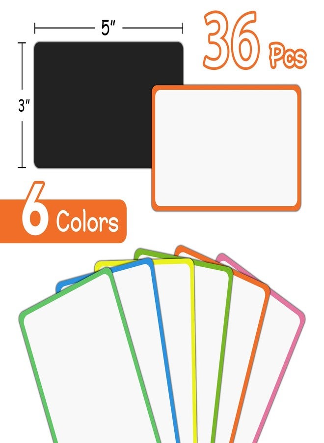 JINGZHAN 36 Pack Magnetic Dry Erase Labels 3x5 Inch - Reusable Whiteboard Name Tags & Mini Dry Erase Board for Fridge, Classroom, Office - Write & Wipe Stickers for Notes, Lists, Organizing - Image 2
