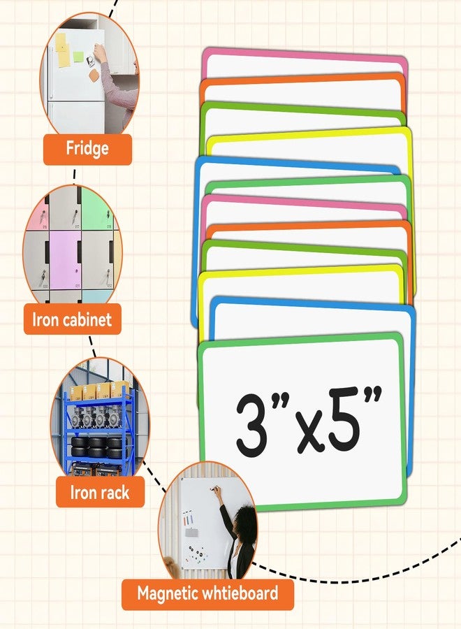JINGZHAN 36 Pack Magnetic Dry Erase Labels 3x5 Inch - Reusable Whiteboard Name Tags & Mini Dry Erase Board for Fridge, Classroom, Office - Write & Wipe Stickers for Notes, Lists, Organizing - Image 3