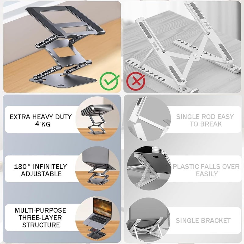 Laptop Riser,Ergonomic Laptop Stand,3-Tier Foldable Laptop Stand,Steel,Can Bear 4KG,Reading and Easy Carrying,for 10-17.3'' Inches Laptop - Image 4