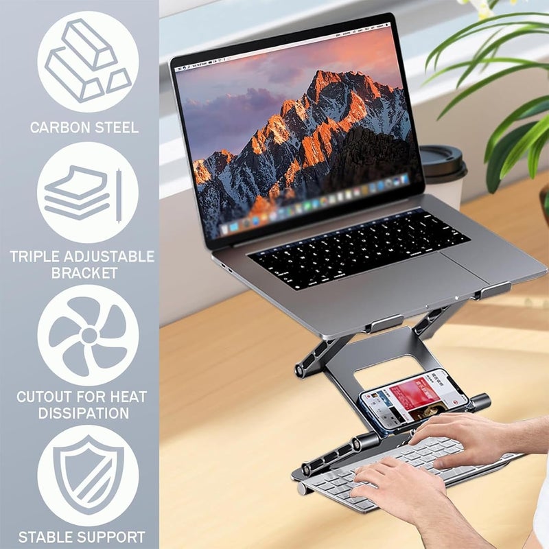 Laptop Riser,Ergonomic Laptop Stand,3-Tier Foldable Laptop Stand,Steel,Can Bear 4KG,Reading and Easy Carrying,for 10-17.3'' Inches Laptop - Image 2