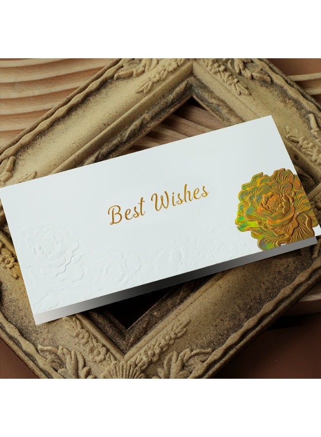 Best-Wishes card, embossed rose card, raised rose card, embossed card, blessing card (8.8 × 17.5 cm) (white) - Image 1