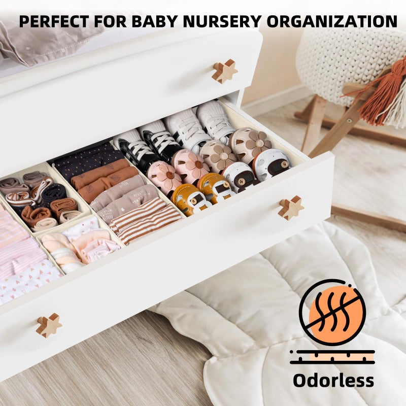 Criusia Drawer Organizer Clothes 6 Pack - Sock Underwear Drawer Organizer Divider - Dresser Organizer Bins for Closet Bedroom - Baby Clothes Organizers and Storage for Nursery Organization -Beige - Image 4